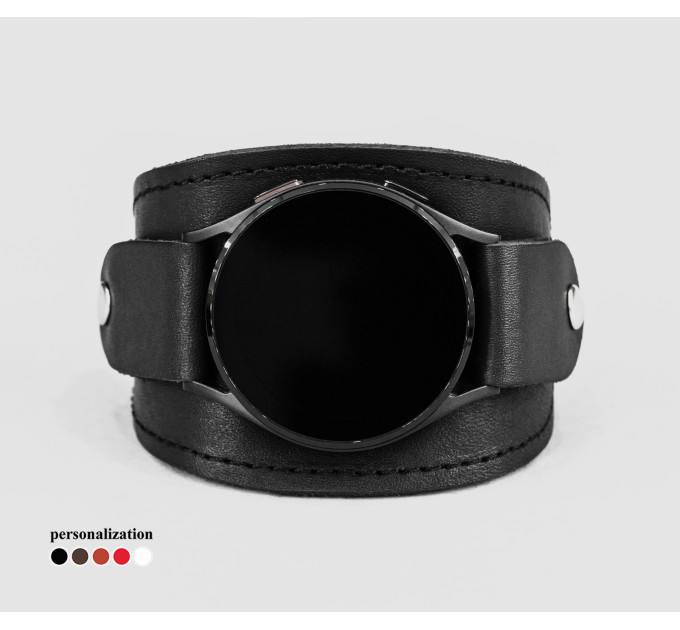 Leather cuff band compatible with Samsung and other Smart watches strap, Handmade UA code 2530st