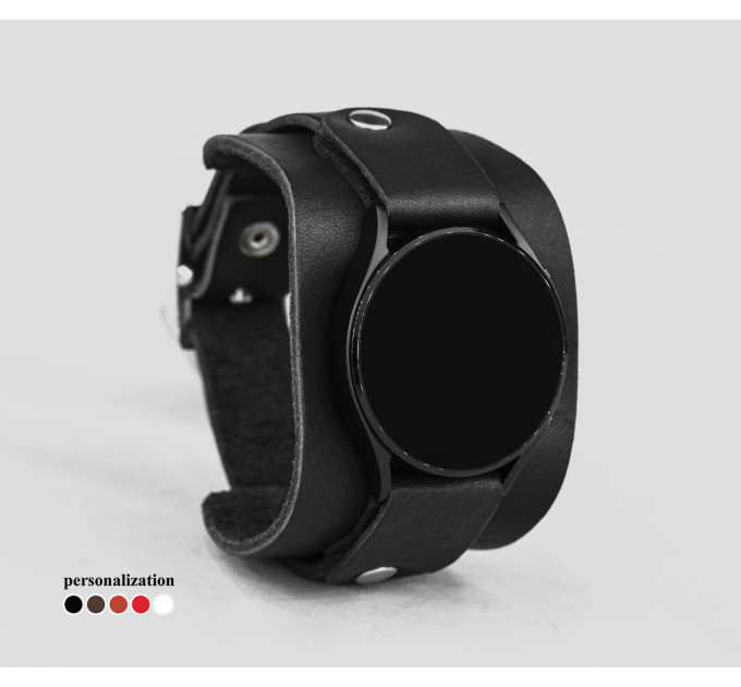 Leather cuff band compatible with Samsung and other Smart watches strap, Handmade UA code 2540