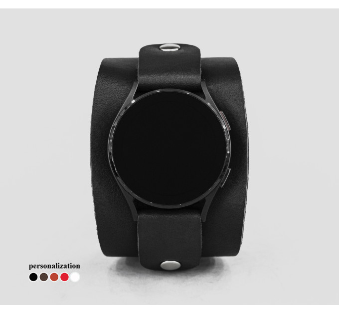 Leather cuff band compatible with Samsung and other Smart watches strap, Handmade UA code 2540