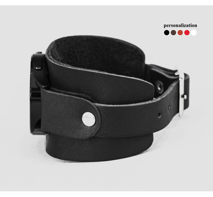 Leather cuff band compatible with Samsung and other Smart watches strap, Handmade UA code 2540