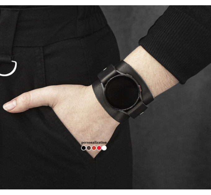 Leather cuff band compatible with Samsung and other Smart watches strap, Handmade UA code 2540