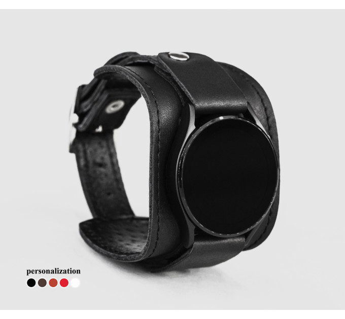 Leather cuff band compatible with Samsung and other Smart watches strap, Handmade UA code 2540st