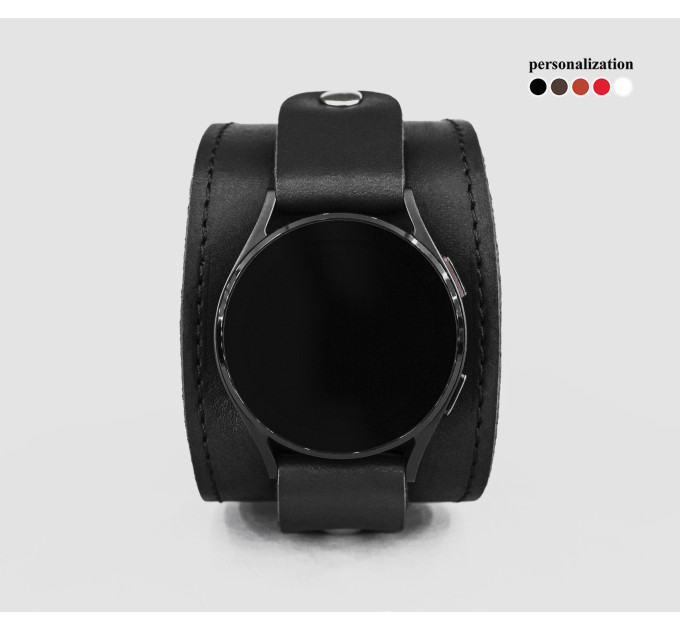 Leather cuff band compatible with Samsung and other Smart watches strap, Handmade UA code 2540st