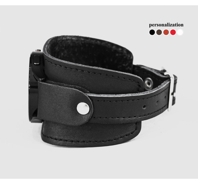 Leather cuff band compatible with Samsung and other Smart watches strap, Handmade UA code 2540st