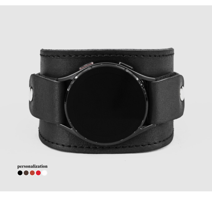 Leather cuff band compatible with Samsung and other Smart watches strap, Handmade UA code 2540st