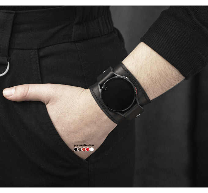 Leather cuff band compatible with Samsung and other Smart watches strap, Handmade UA code 2540st
