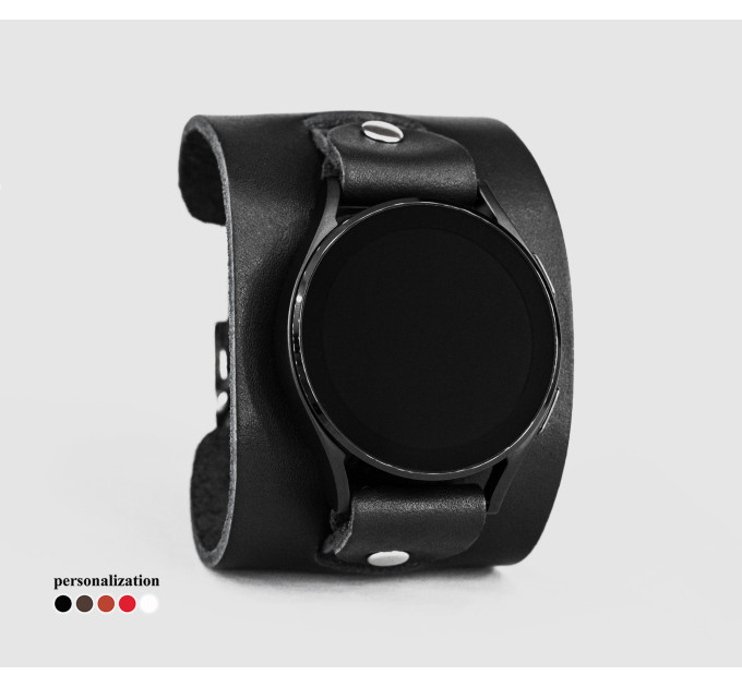 Leather cuff band compatible with Samsung and other Smart watches strap, Handmade UA code 2550
