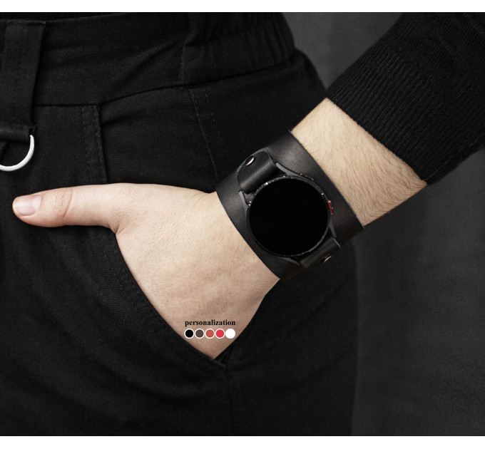 Leather cuff band compatible with Samsung and other Smart watches strap, Handmade UA code 2550