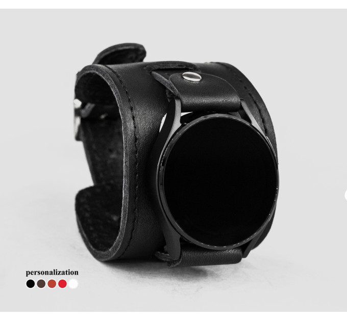 Leather cuff band compatible with Samsung and other Smart watches strap, Handmade UA code 2550st