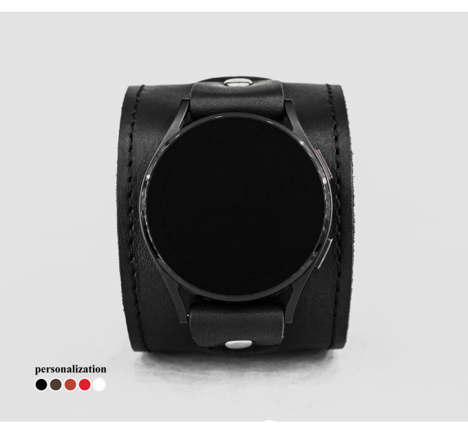 Leather cuff band compatible with Samsung and other Smart watches strap, Handmade UA code 2550st