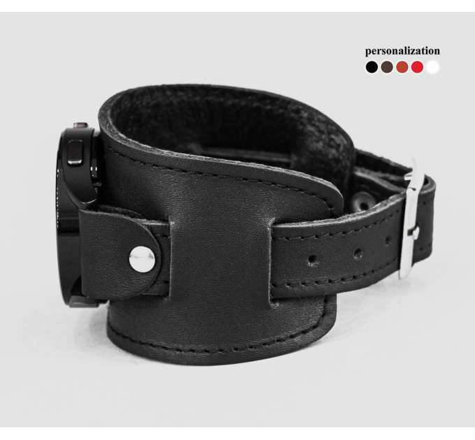 Leather cuff band compatible with Samsung and other Smart watches strap, Handmade UA code 2550st