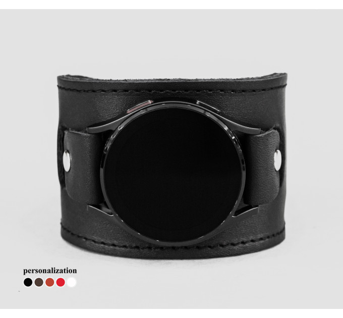 Leather cuff band compatible with Samsung and other Smart watches strap, Handmade UA code 2550st