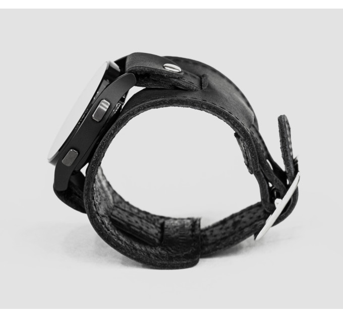 Leather cuff band compatible with Samsung and other Smart watches strap, Handmade UA code 2550st