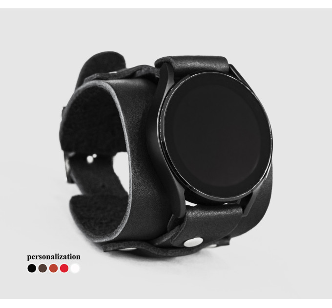 Leather cuff band compatible with Samsung and other Smart watches strap, Handmade UA code 2552