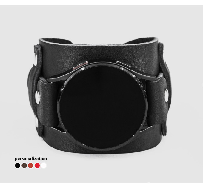 Leather cuff band compatible with Samsung and other Smart watches strap, Handmade UA code 2552