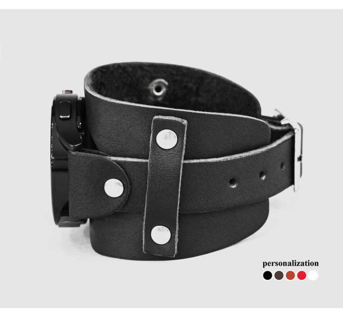 Leather cuff band compatible with Samsung and other Smart watches strap, Handmade UA code 2552
