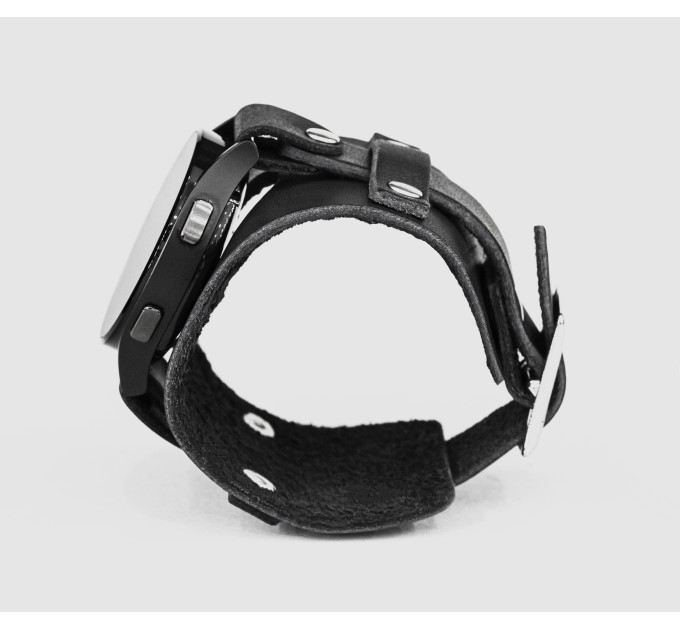 Leather cuff band compatible with Samsung and other Smart watches strap, Handmade UA code 2552