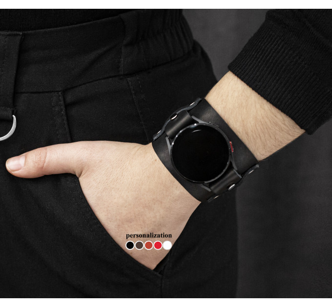 Leather cuff band compatible with Samsung and other Smart watches strap, Handmade UA code 2552