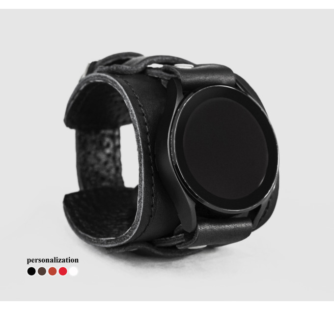 Leather cuff band compatible with Samsung and other Smart watches strap, Handmade UA code 2552st