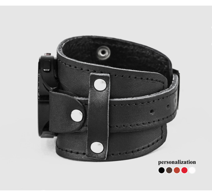 Leather cuff band compatible with Samsung and other Smart watches strap, Handmade UA code 2552st