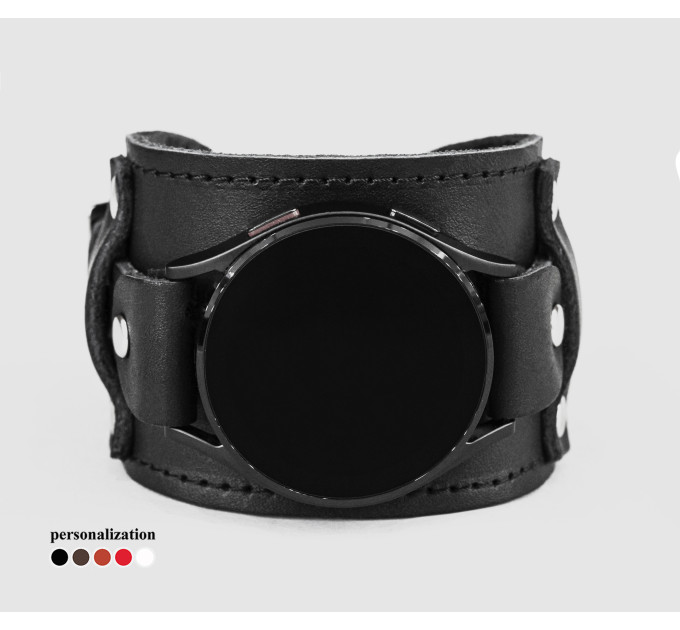 Leather cuff band compatible with Samsung and other Smart watches strap, Handmade UA code 2552st
