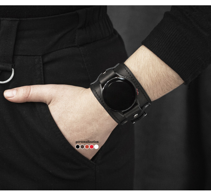 Leather cuff band compatible with Samsung and other Smart watches strap, Handmade UA code 2552st
