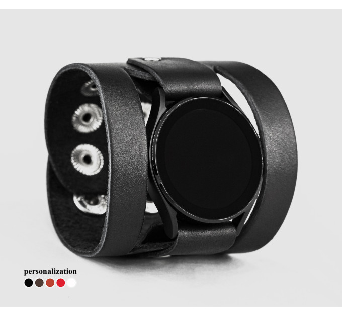Leather cuff band compatible with Samsung and other Smart watches strap, Handmade UA code 2620