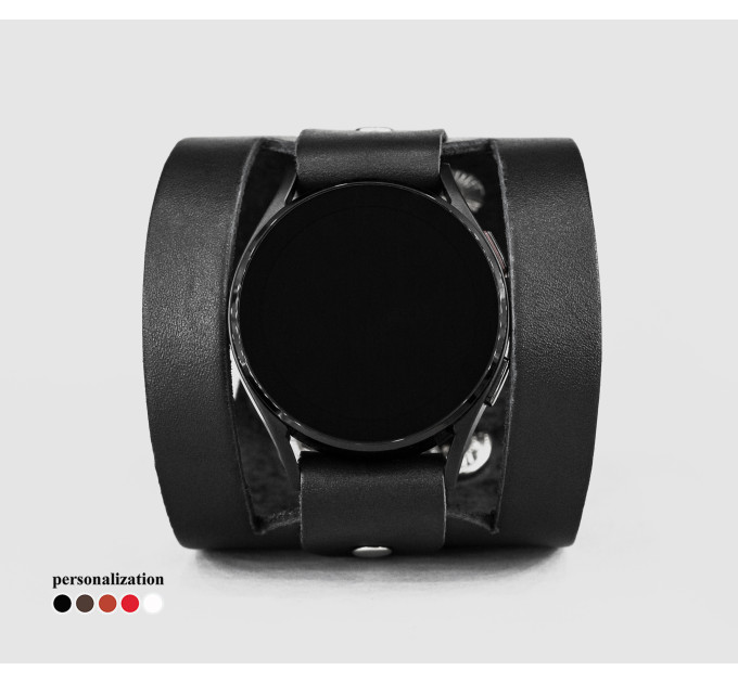 Leather cuff band compatible with Samsung and other Smart watches strap, Handmade UA code 2620