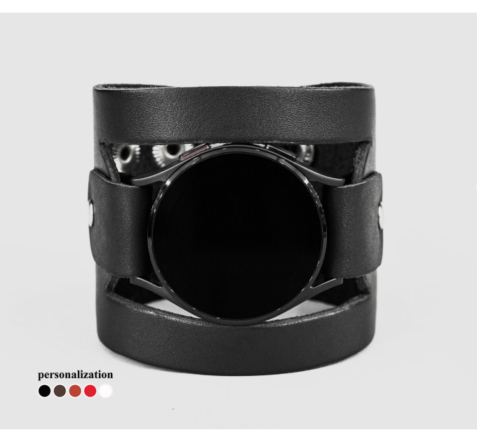 Leather cuff band compatible with Samsung and other Smart watches strap, Handmade UA code 2620