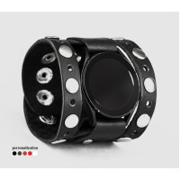 Leather cuff band compatible with Samsung and other Smart watches strap, Handmade UA code 2625