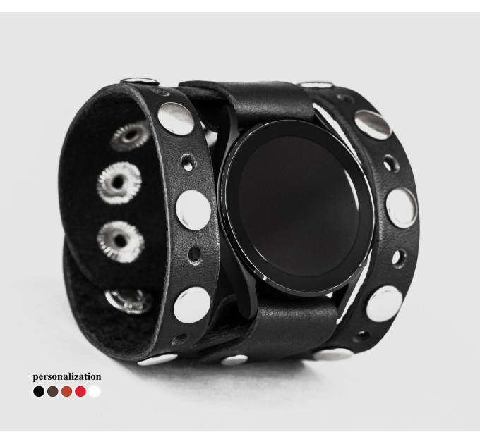 Leather cuff band compatible with Samsung and other Smart watches strap, Handmade UA code 2625