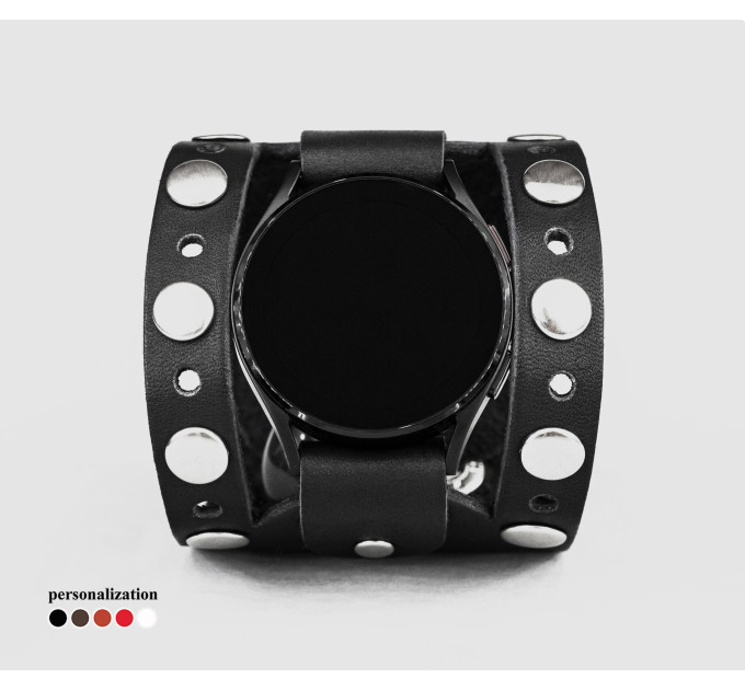 Leather cuff band compatible with Samsung and other Smart watches strap, Handmade UA code 2625