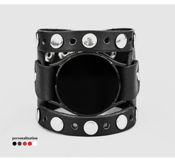 Leather cuff band compatible with Samsung and other Smart watches strap, Handmade UA code 2625