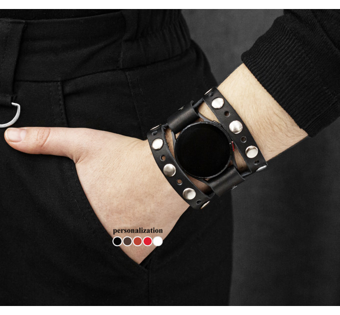 Leather cuff band compatible with Samsung and other Smart watches strap, Handmade UA code 2625