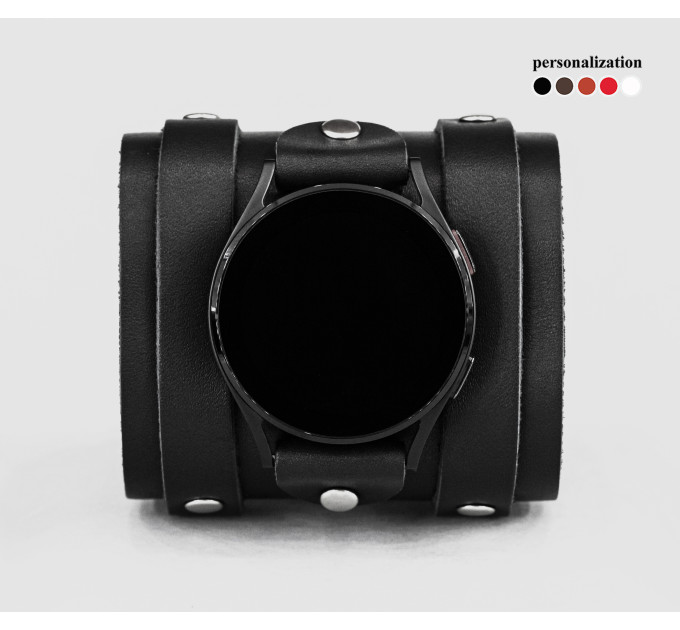 Leather cuff band compatible with Samsung and other Smart watches strap, Handmade UA code 2715