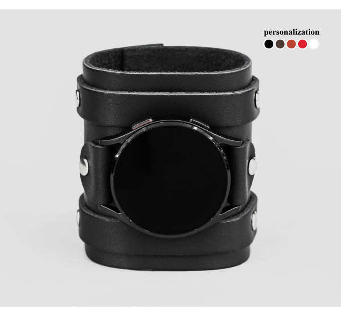 Leather cuff band compatible with Samsung and other Smart watches strap, Handmade UA code 2715