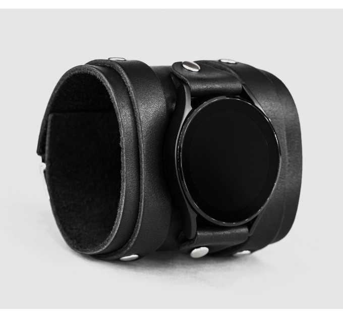Leather cuff band compatible with Samsung and other Smart watches strap, Handmade UA code 2715