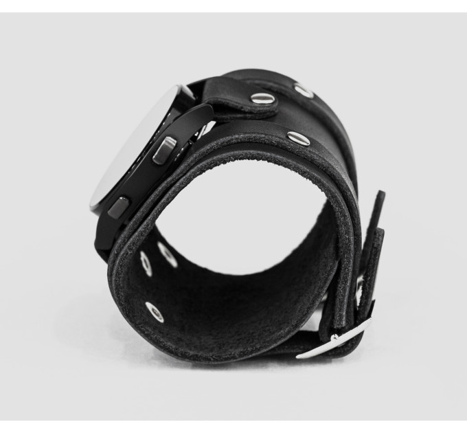 Leather cuff band compatible with Samsung and other Smart watches strap, Handmade UA code 2715