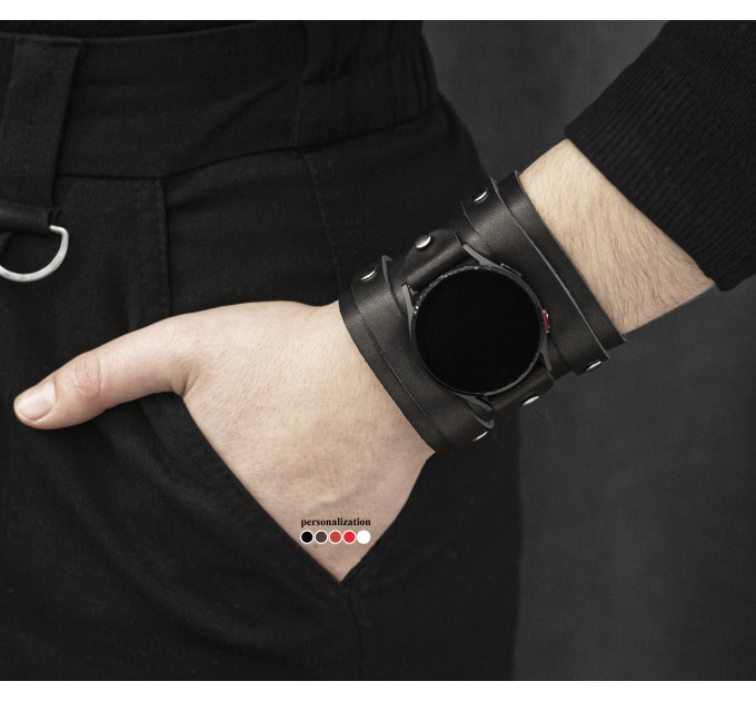 Leather cuff band compatible with Samsung and other Smart watches strap, Handmade UA code 2715