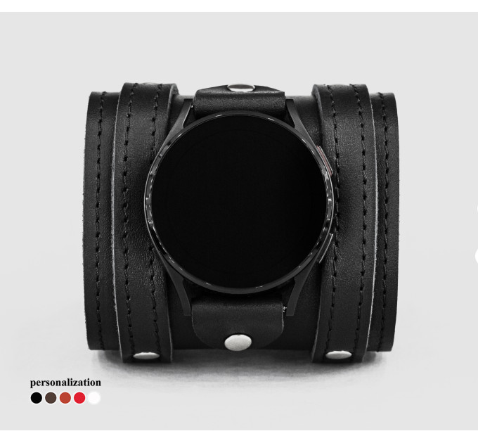 Leather cuff band compatible with Samsung and other Smart watches strap, Handmade UA code 2715st