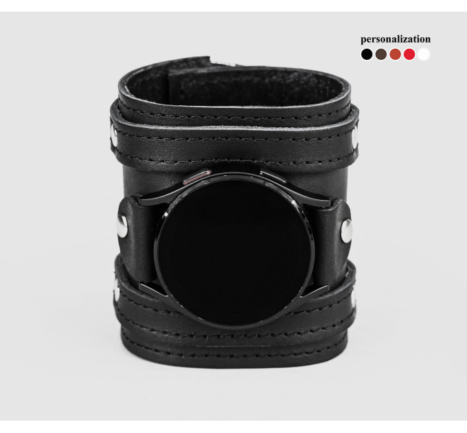 Leather cuff band compatible with Samsung and other Smart watches strap, Handmade UA code 2715st