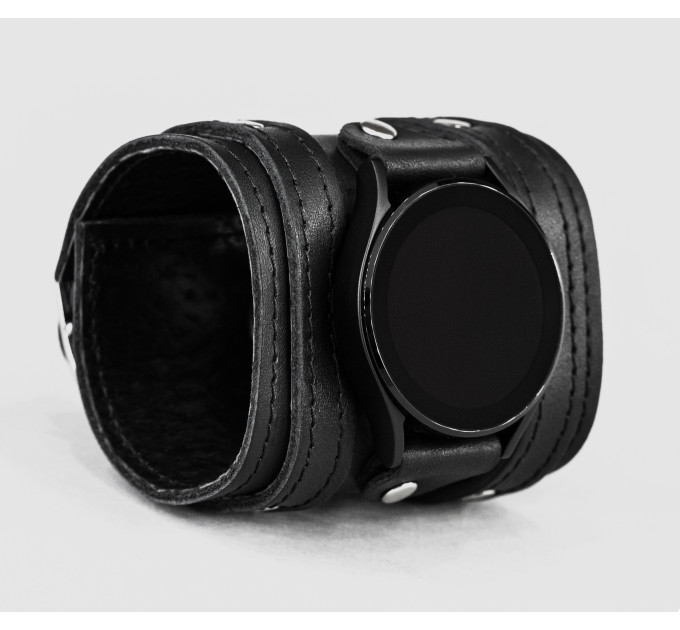 Leather cuff band compatible with Samsung and other Smart watches strap, Handmade UA code 2715st