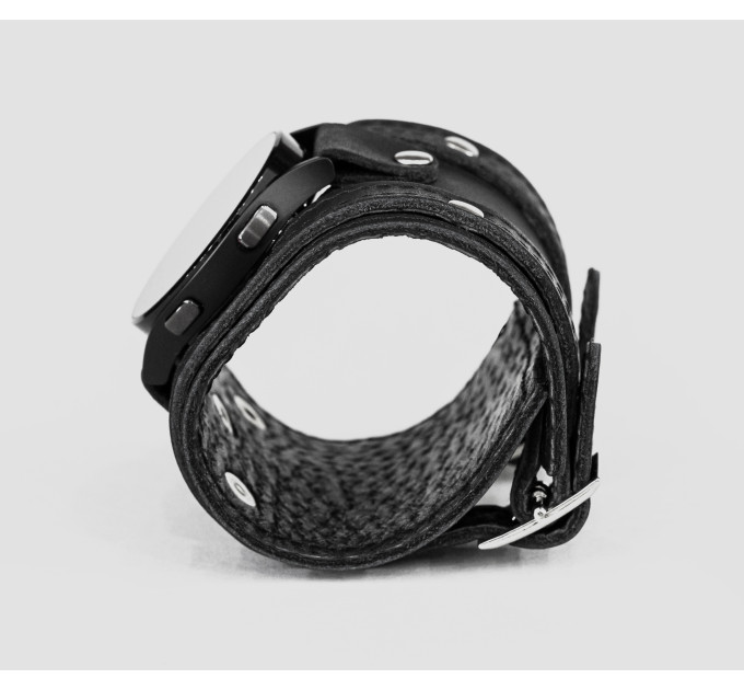 Leather cuff band compatible with Samsung and other Smart watches strap, Handmade UA code 2715st