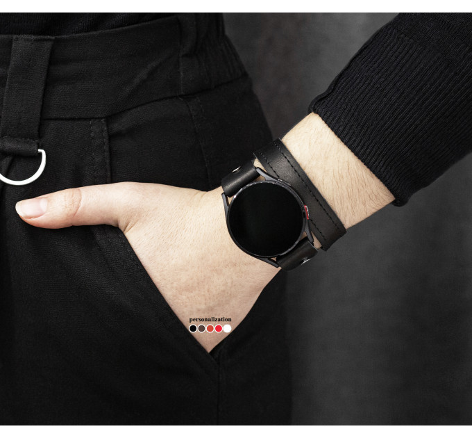 Leather cuff band compatible with Samsung and other Smart watches strap, Handmade UA code 2810st