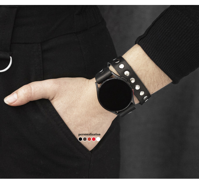 Leather cuff band compatible with Samsung and other Smart watches strap, Handmade UA code 2820