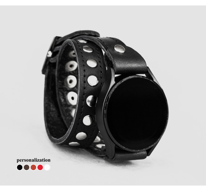 Leather cuff band compatible with Samsung and other Smart watches strap, Handmade UA code 2820st