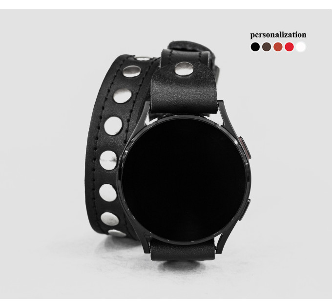 Leather cuff band compatible with Samsung and other Smart watches strap, Handmade UA code 2820st