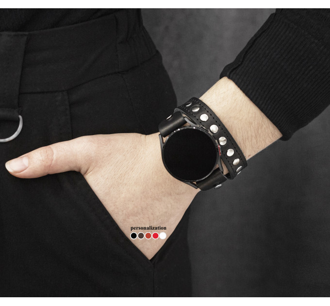 Leather cuff band compatible with Samsung and other Smart watches strap, Handmade UA code 2820st