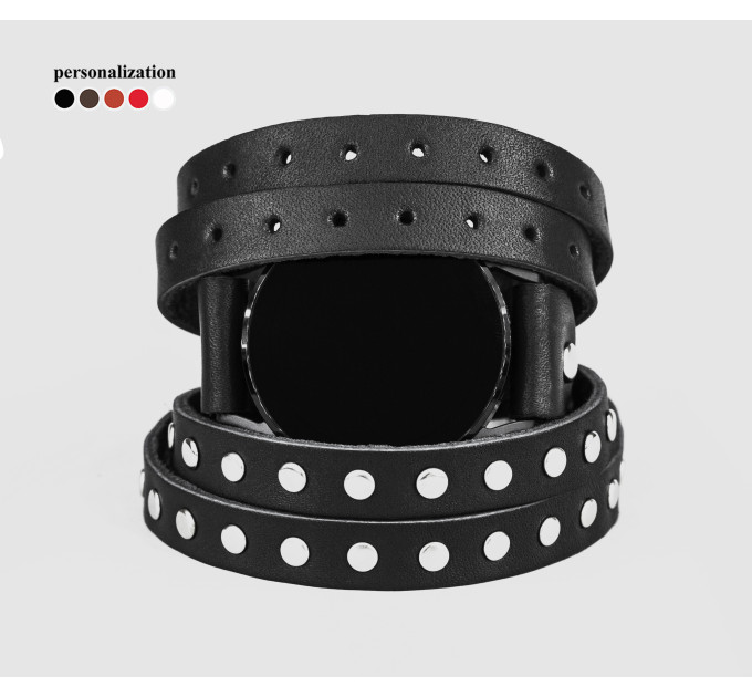 Leather cuff band compatible with Samsung and other Smart watches strap, Handmade UA code 2856