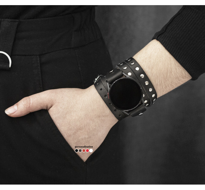 Leather cuff band compatible with Samsung and other Smart watches strap, Handmade UA code 2856